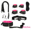 Women Men Porno Sex Handcuffs Nipple Clamps Whip Mouth Gag Sex Mask Anal Plug Bondage Set Sexy Lingerie Toys for Adults