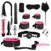 Women Men Porno Sex Handcuffs Nipple Clamps Whip Mouth Gag Sex Mask Anal Plug Bondage Set Sexy Lingerie Toys for Adults